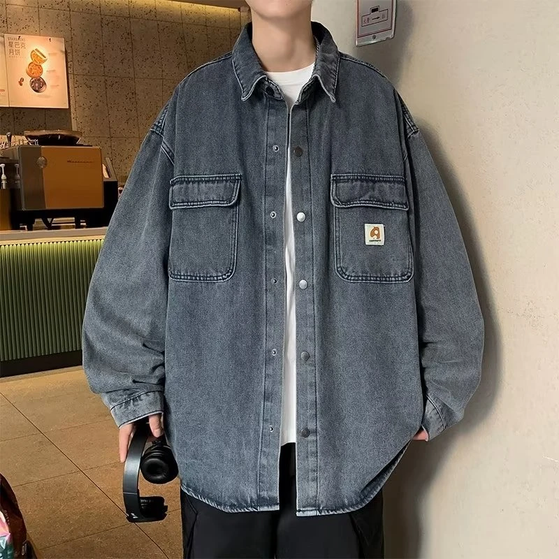 春秋季水洗牛仔外套男潮牌ins宽松痞帅工装上衣美式复古学生夹克