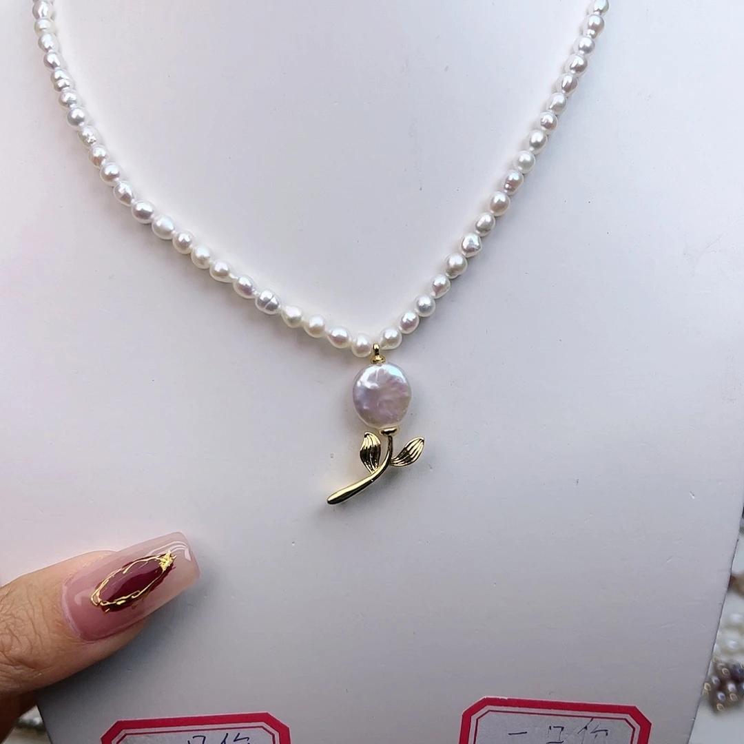 淡水珍珠颈饰银S925镶嵌