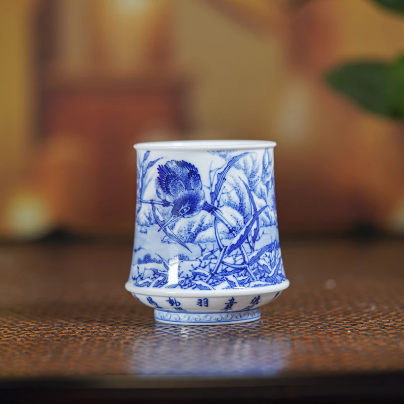 【墨舍名窑】画堂春九字雪景单翠杯 htc15