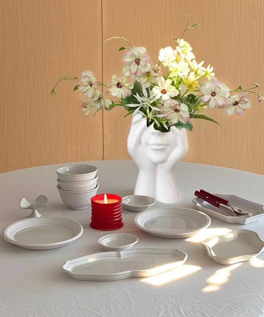 捧脸花瓶轻奢家居桌面客厅摆放花高档花束卧室摆设简约【夏沐】