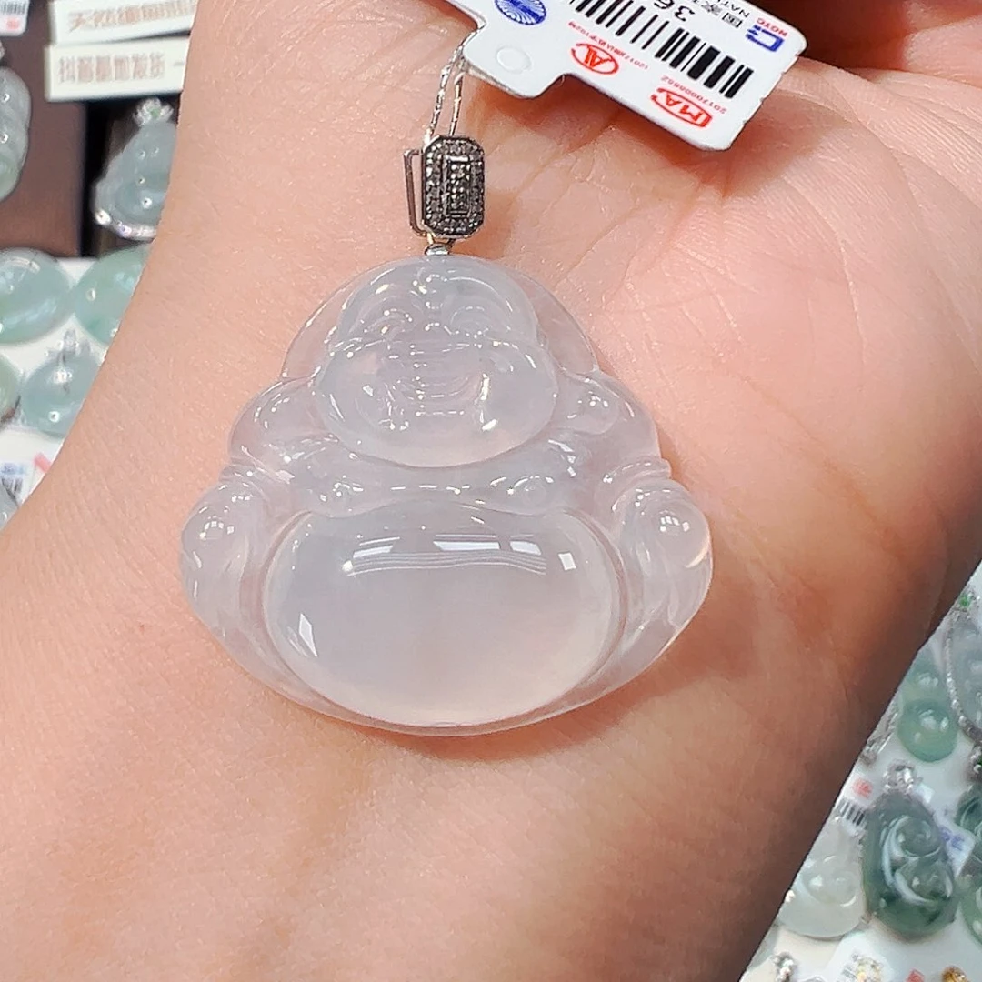 翡翠18K金镶嵌吊坠(不含链)佛公