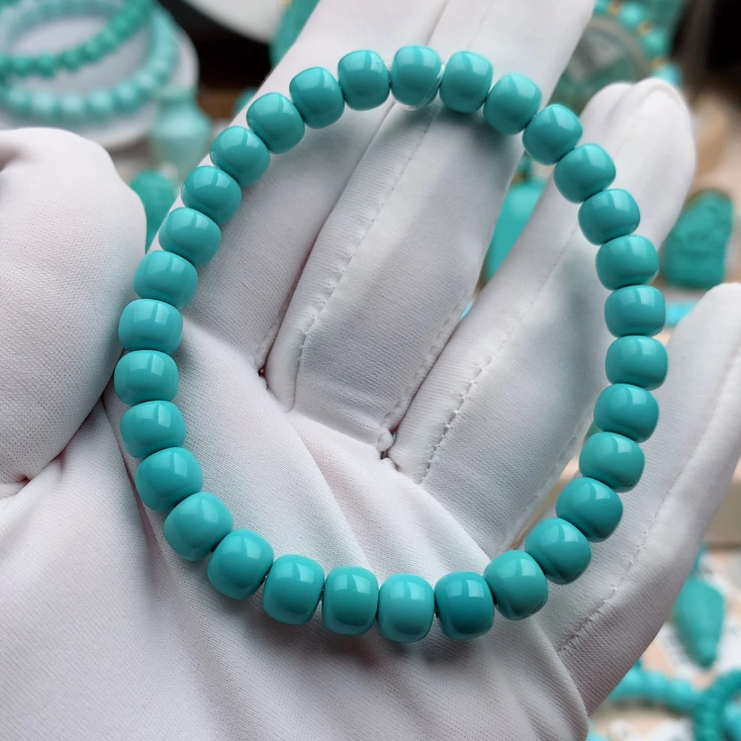 绿松石珠宝奇石未镶嵌7mm