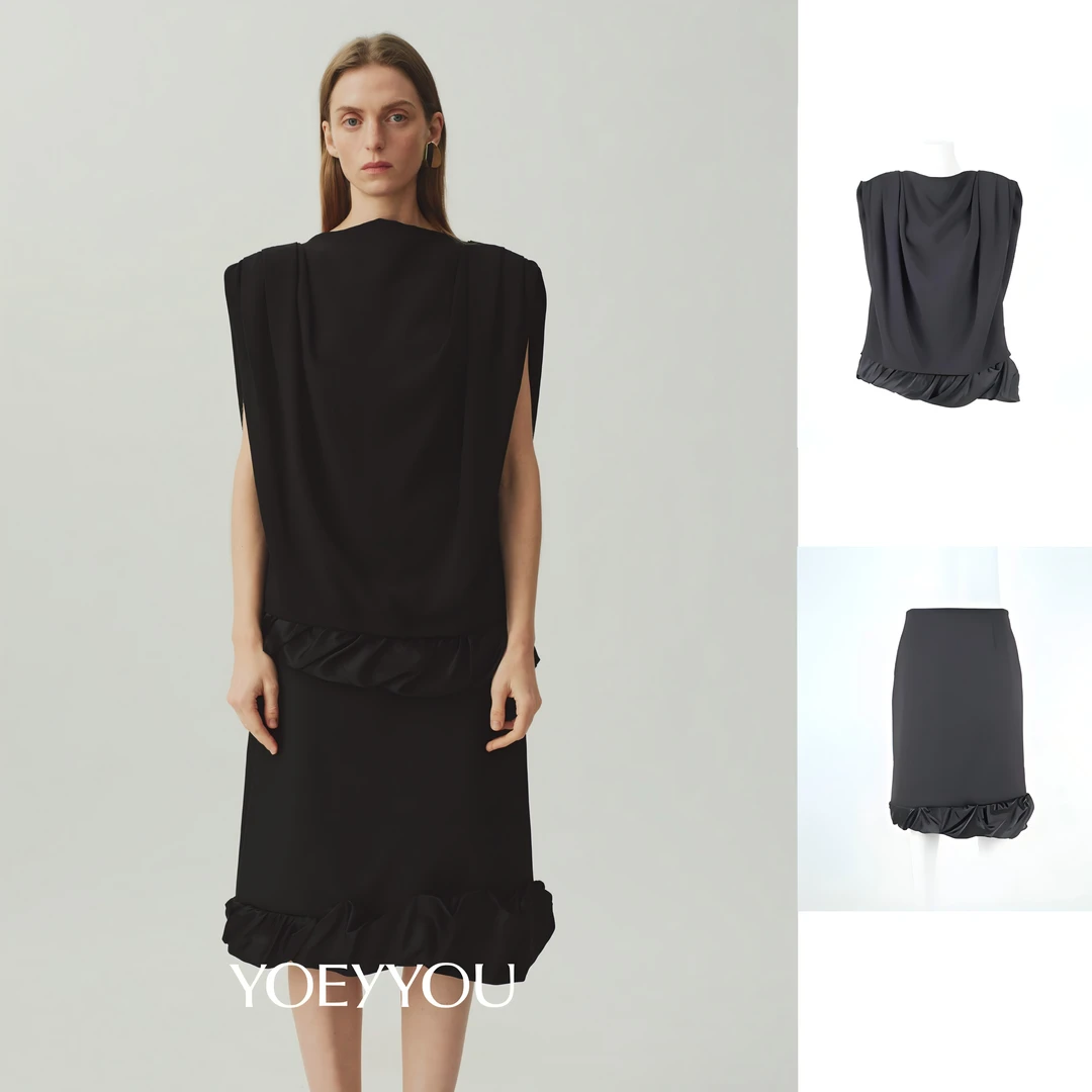 YOEYYOU 26春夏 褶皱拼接小A半裙 20083/倒T廓型上衣 20079