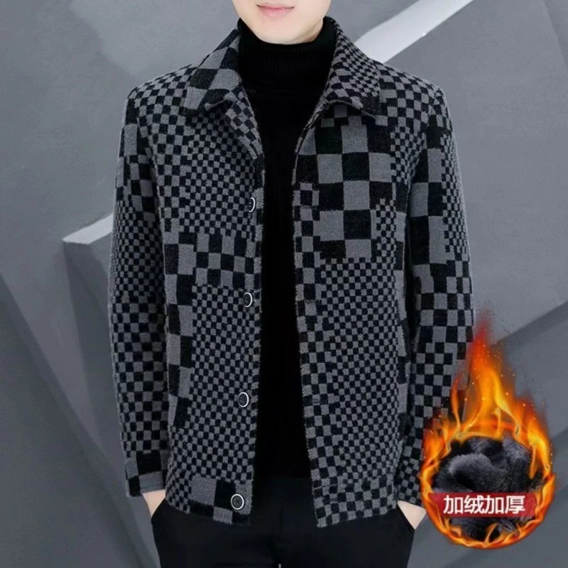 毛呢呢子高档休闲百搭外套加厚秋冬男士大衣短款复合男士翻领新款