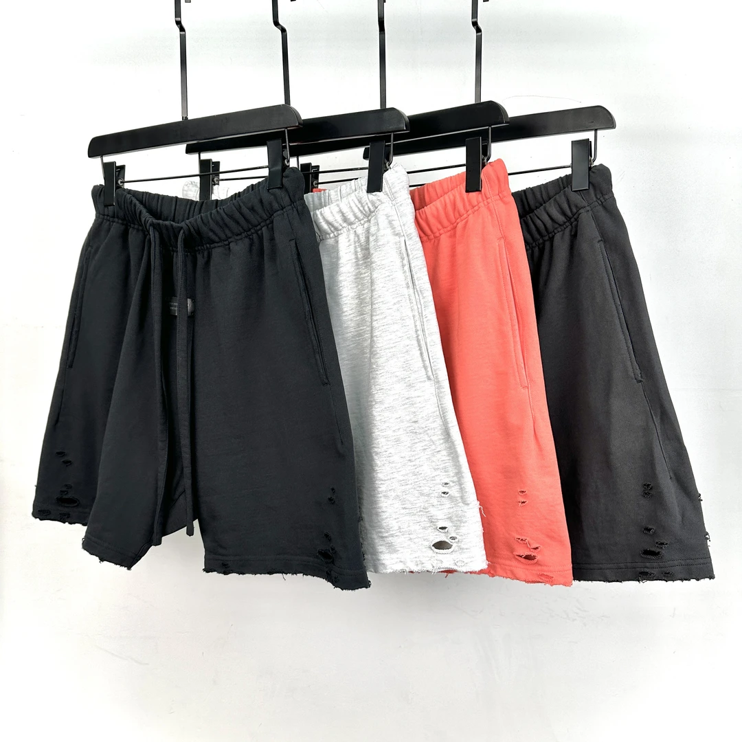 冷目先生 重磅纯棉毛圈水洗磨破男士短裤 25221