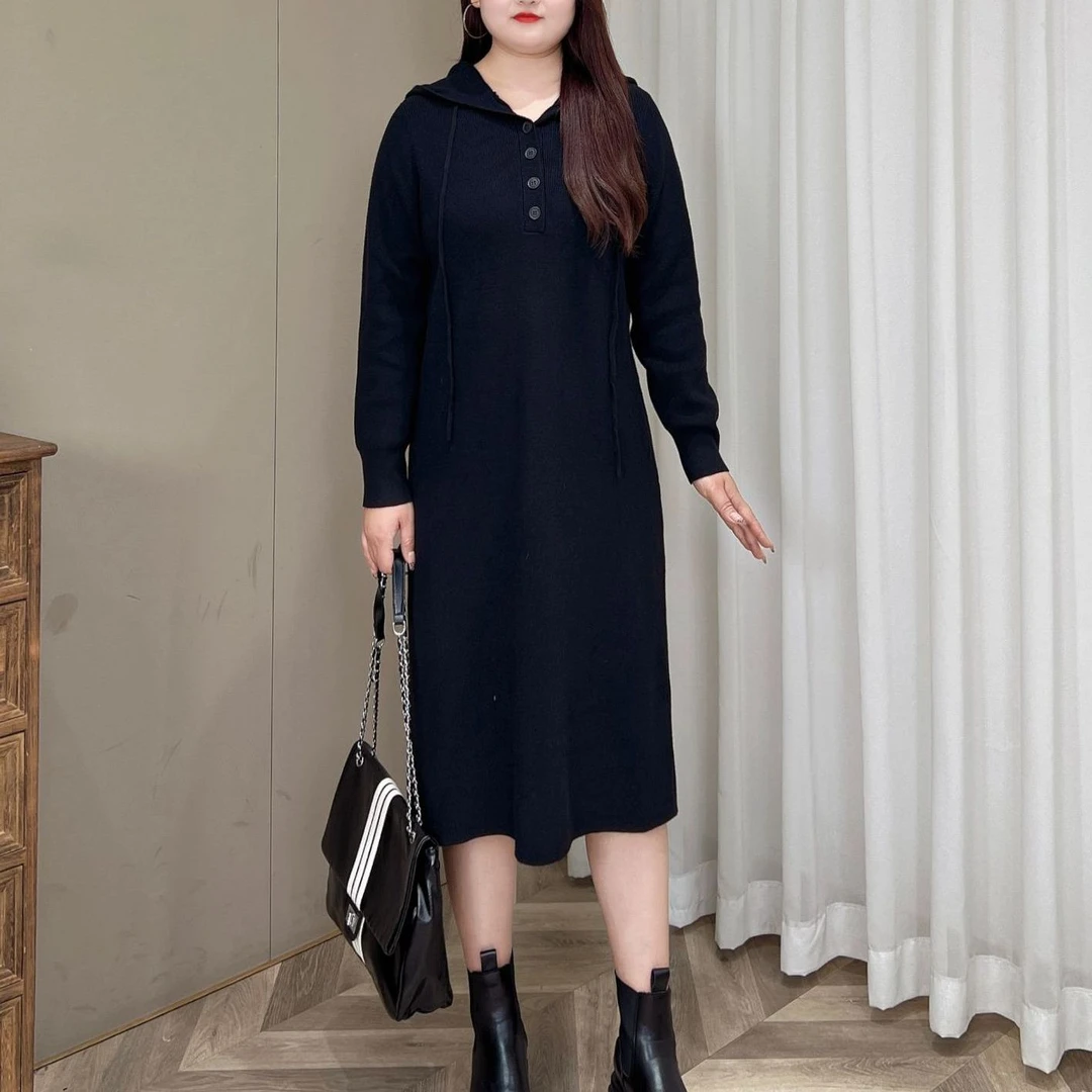 【现货连衣裙】PMM81571秋季新款显瘦简约休闲连帽连衣裙