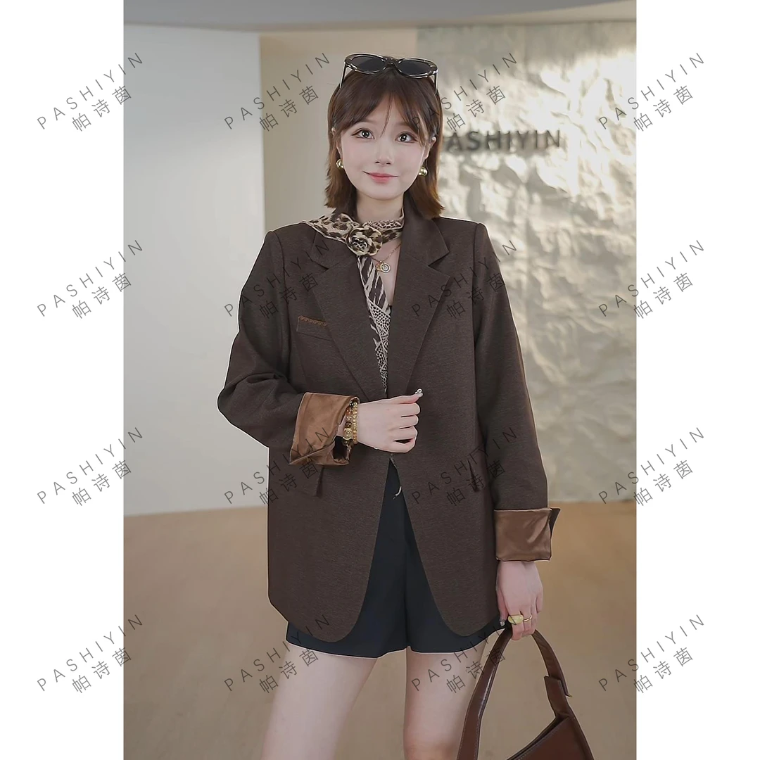 PASHIYIN/帕诗茵2025秋季时尚气质小个子宽松西服外套女#25601
