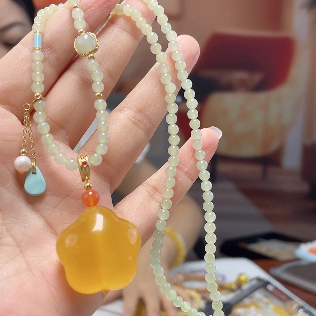 裸石蜜蜡银S925镶嵌蜜蜡吊坠