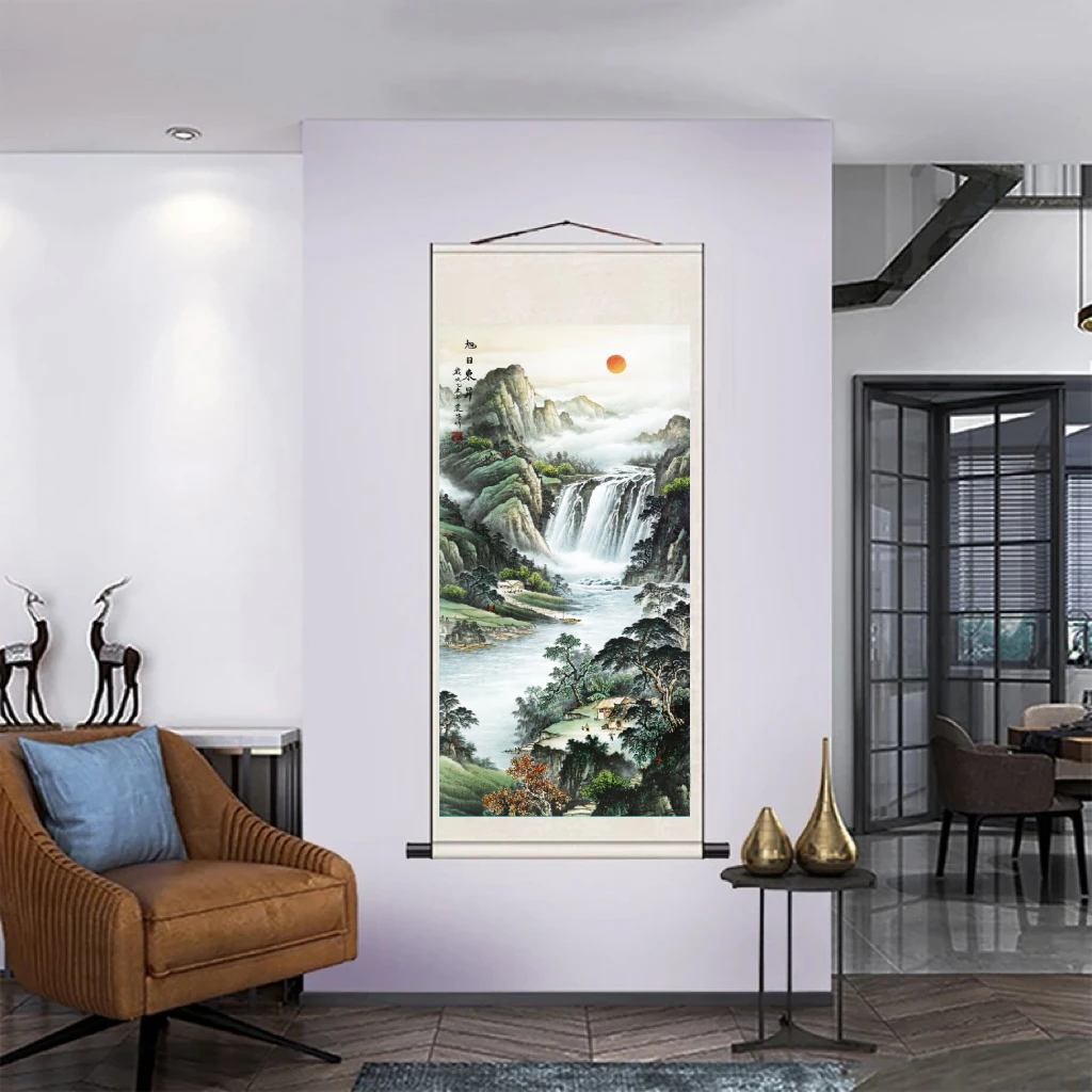 《旭日东升》180*72 竖幅 客厅玄关走廊中堂茶室办公室山水画