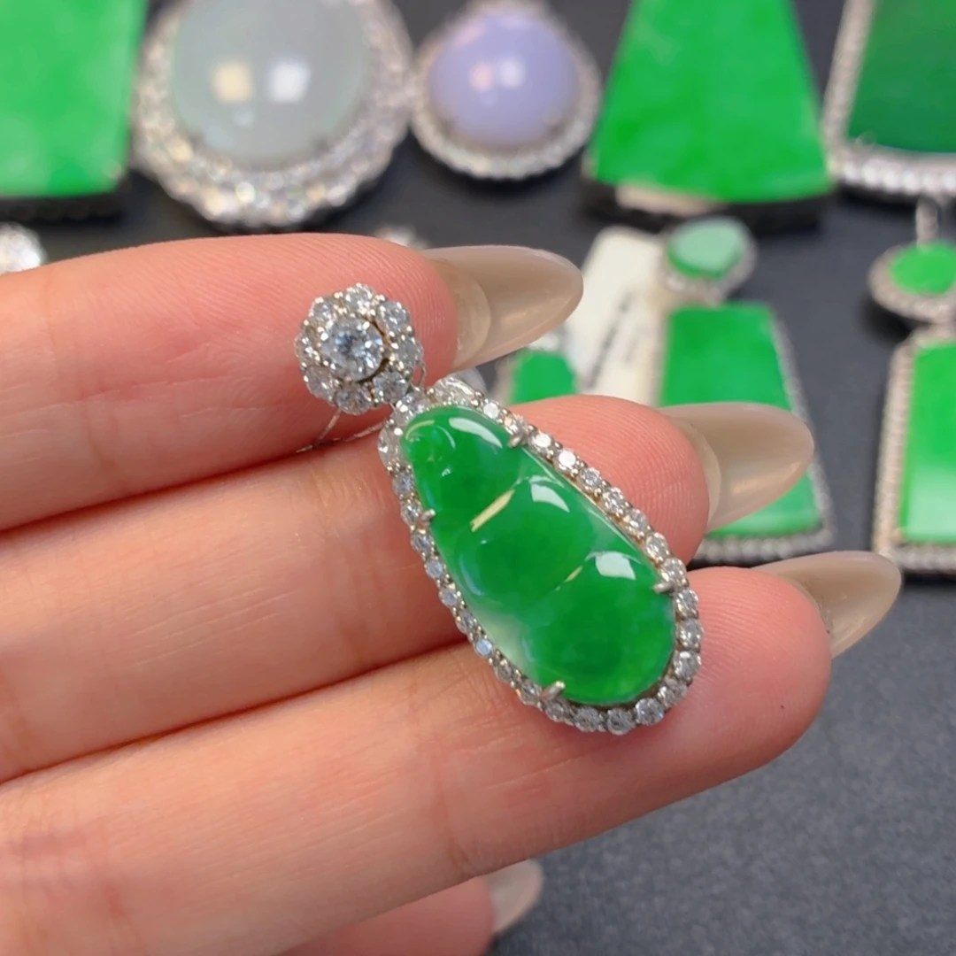 翡翠银S925镶嵌吊坠(不含链)