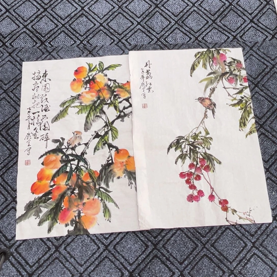 用***3国画四尺三开托底