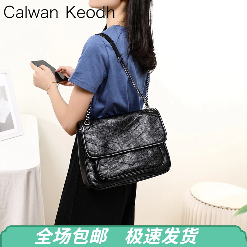Calwan Keodh真皮包包女2025款轻奢风斜挎包生日元旦礼物送女生