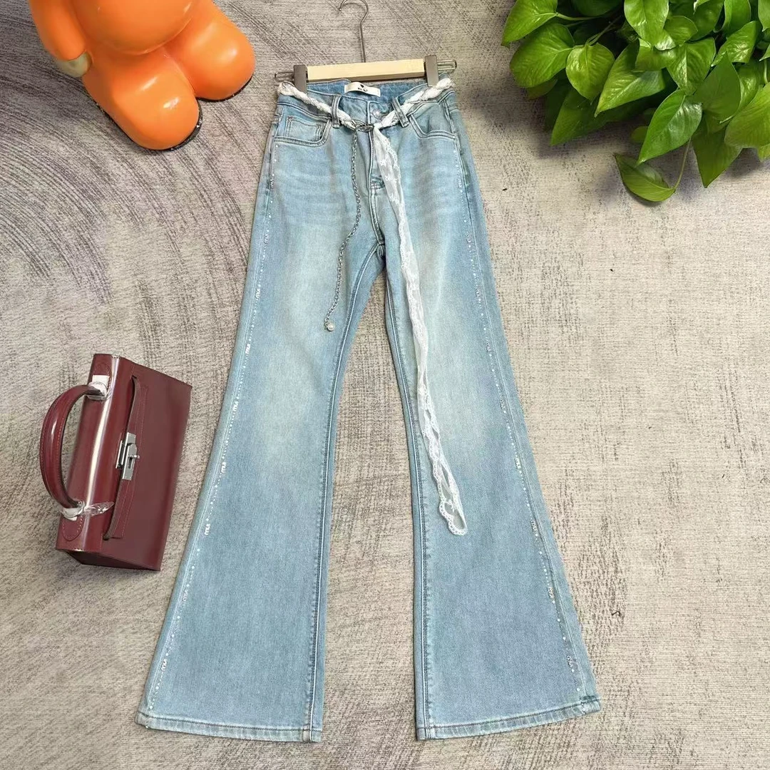 2025V v工作室新款 春夏新款高定牛仔裤高腰直筒时尚休闲—9002