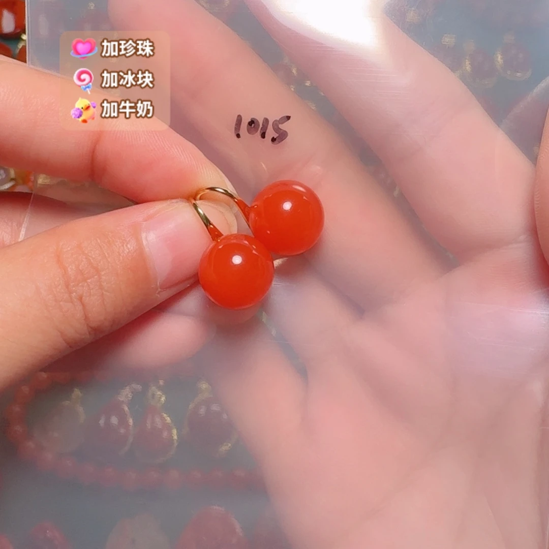 南红玛瑙银S925镶嵌耳饰