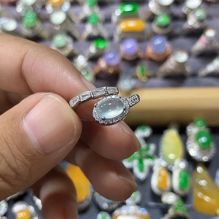 翡翠戒指银S925镶嵌