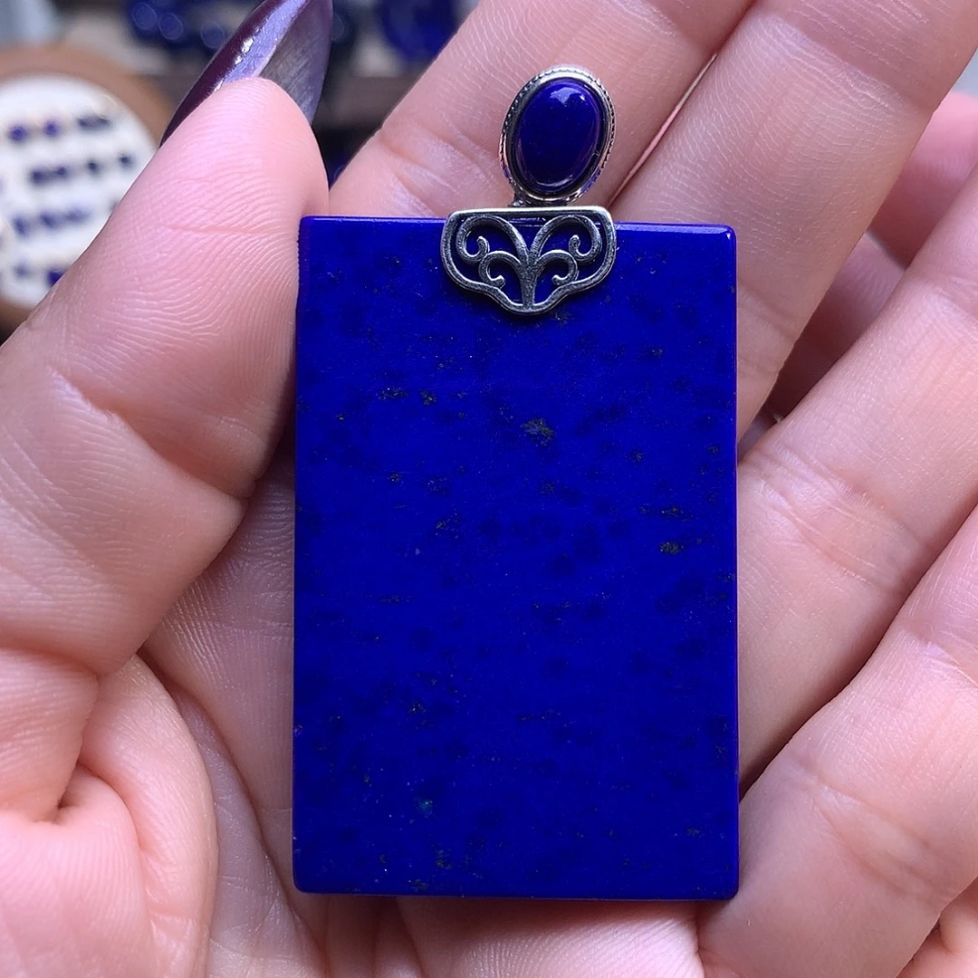 青金石银S925镶嵌吊坠60.6m