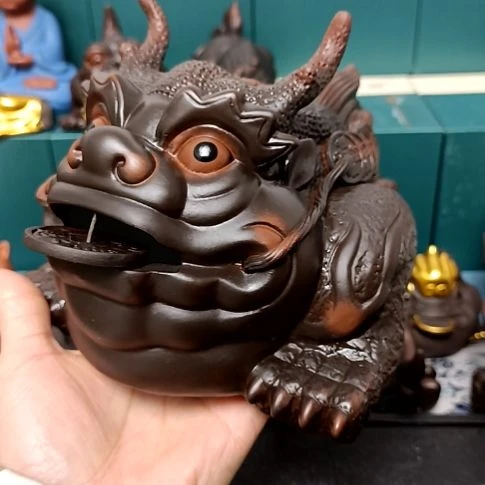 茶宠紫陶霸王龙蟾茶宠摆件