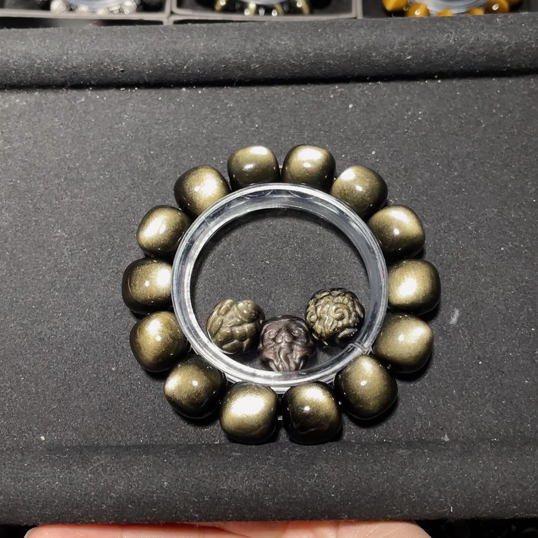 芒***果黑曜岩未镶嵌手链