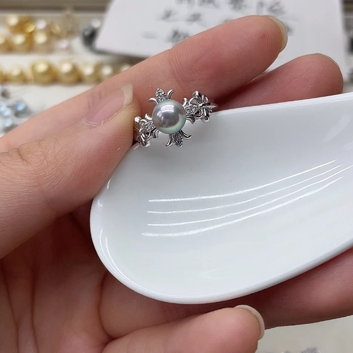 海水珍珠戒指银S925镶嵌
