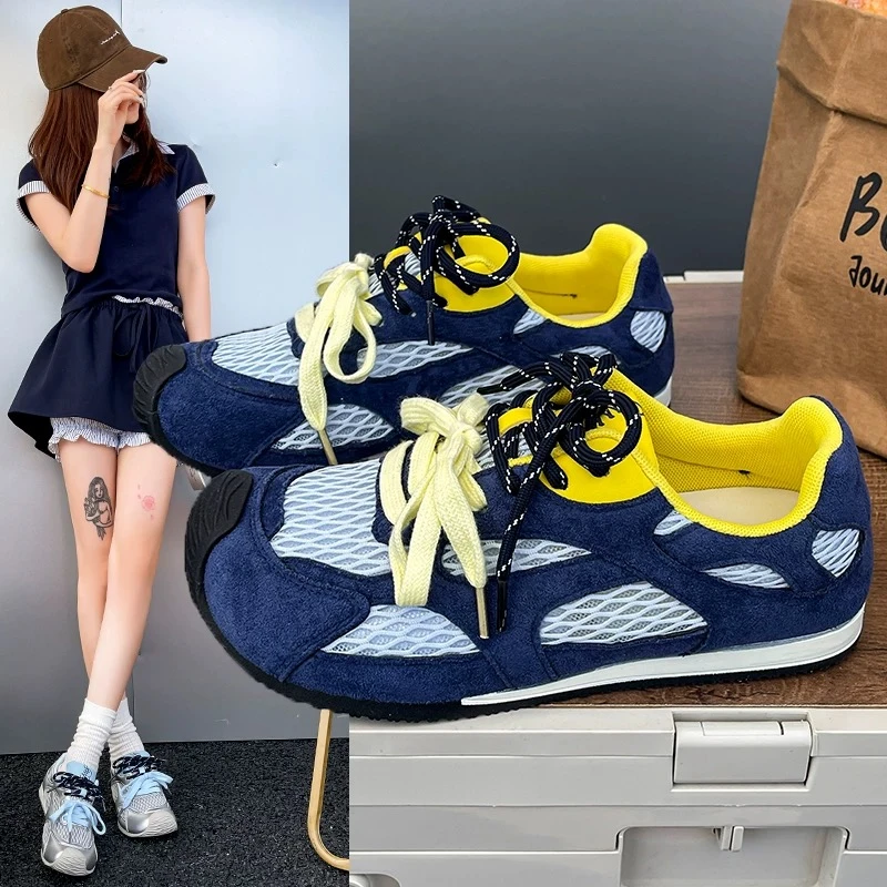 轻便软底德训鞋女2025新款夏季百搭透气休闲鞋子女爆款阿甘小白鞋