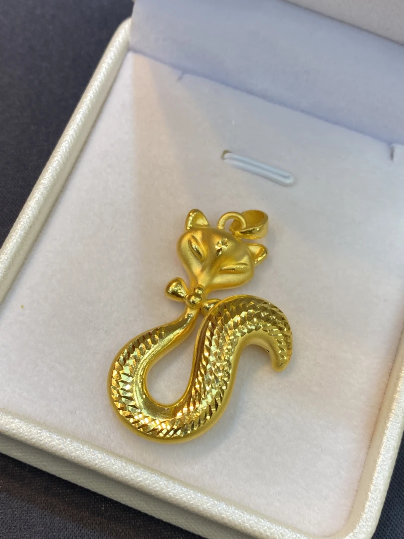 足金999狐狸吊坠