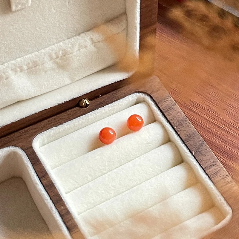 琳琯瑛素珠南红耳钉