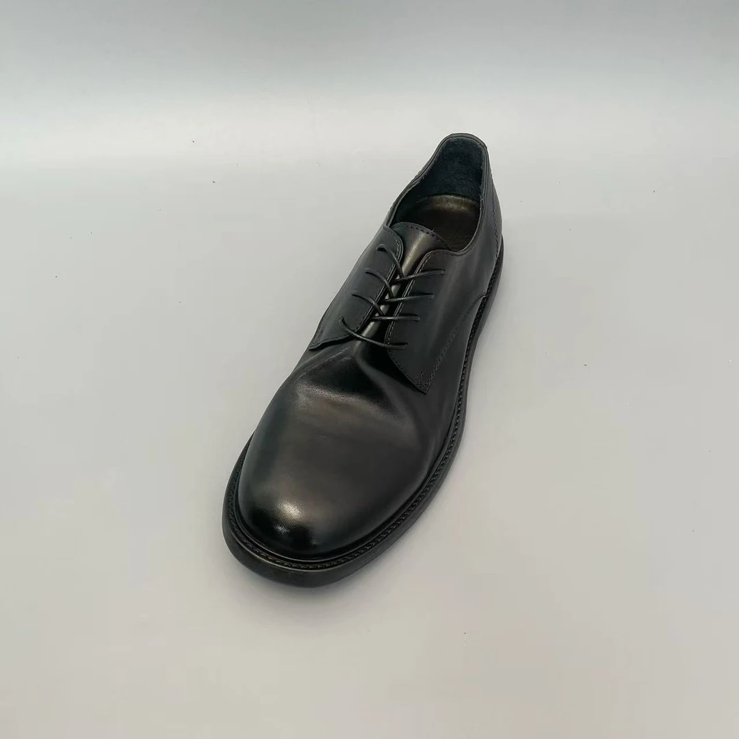 男士商务休闲皮鞋英伦风圆头低帮男鞋系带德比鞋男款上班通勤鞋子