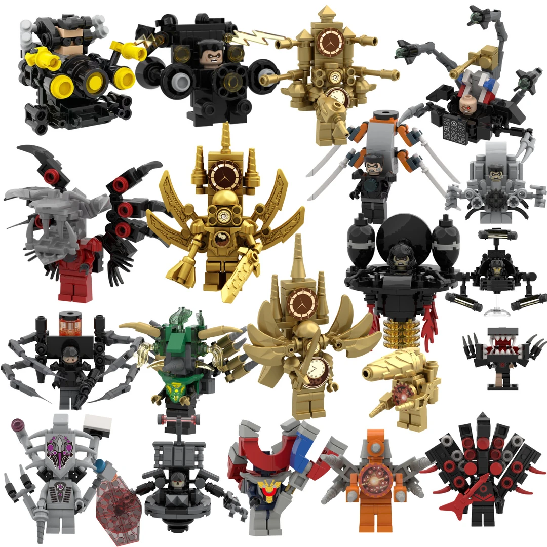 迷你泰坦升级时钟王电钻人 女天文马桶人仔周边积木马桶拼装玩具