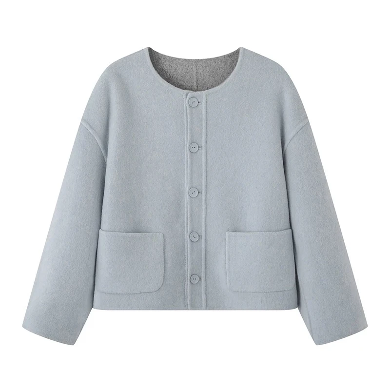 2025品牌撤柜伊芙家短大衣短款外套夹克秋冬女装女款双面外套