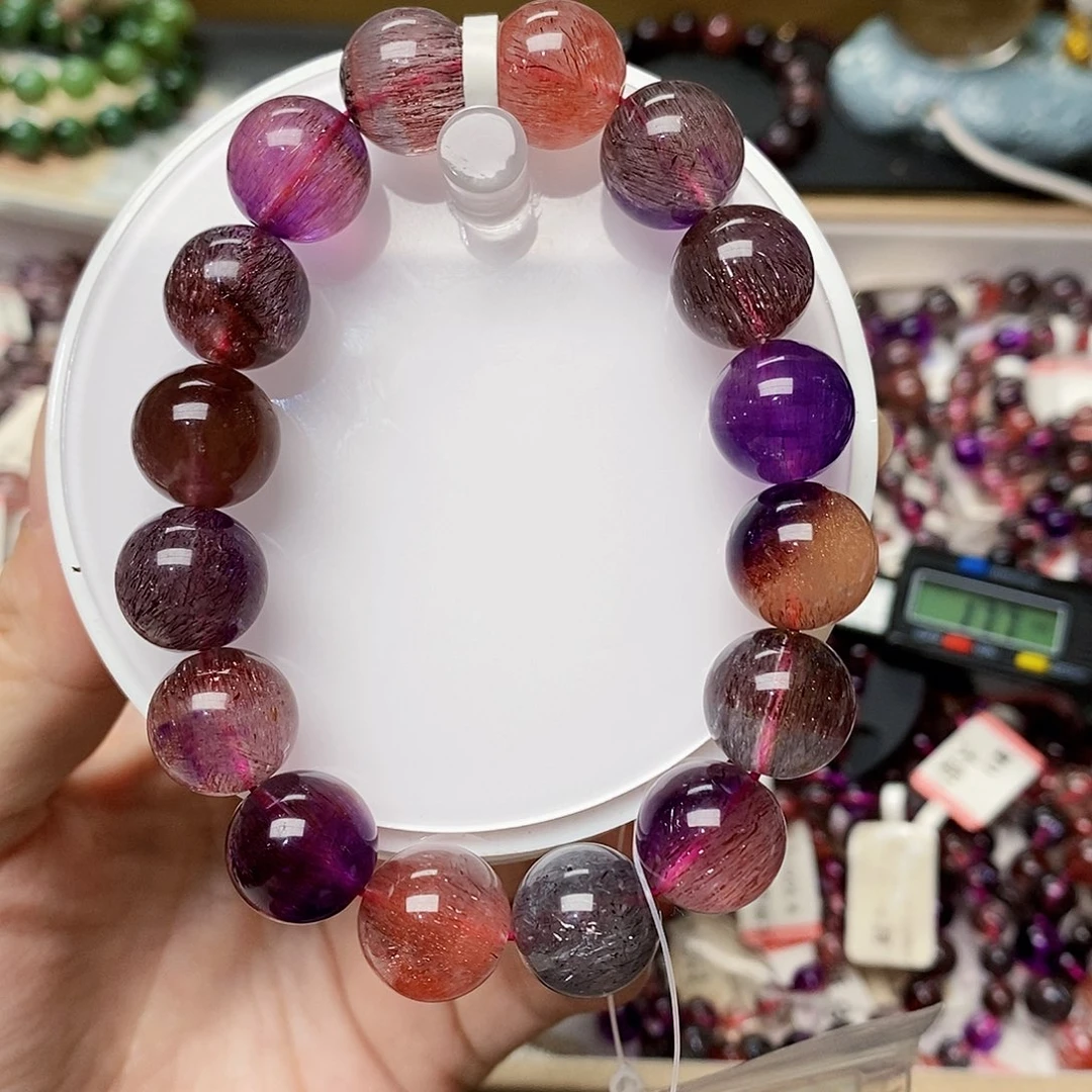 未镶嵌手链水晶g899黑加仑超七13+