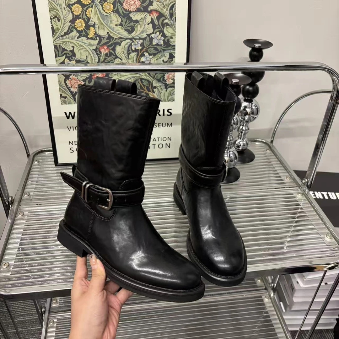 〔COCO TOUS〕时尚百搭女士黑色秋冬搭扣中筒靴25XZ639LX