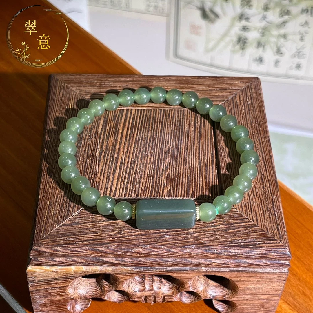 天然和田玉配和田无事牌素圈手链 多样性发一 SL522