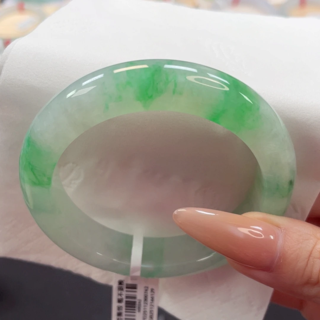 未镶嵌手镯翡翠力推54.6货头有冰感正阳绿2号