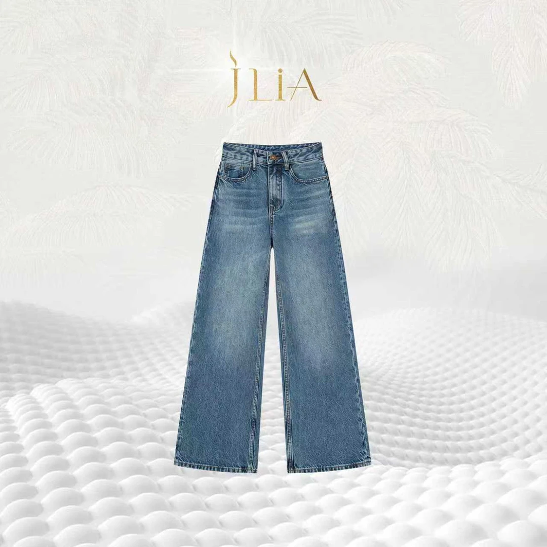JLIA GOLD-6613【云涧】秋季新款 5A级长绒棉牛仔阔腿裤