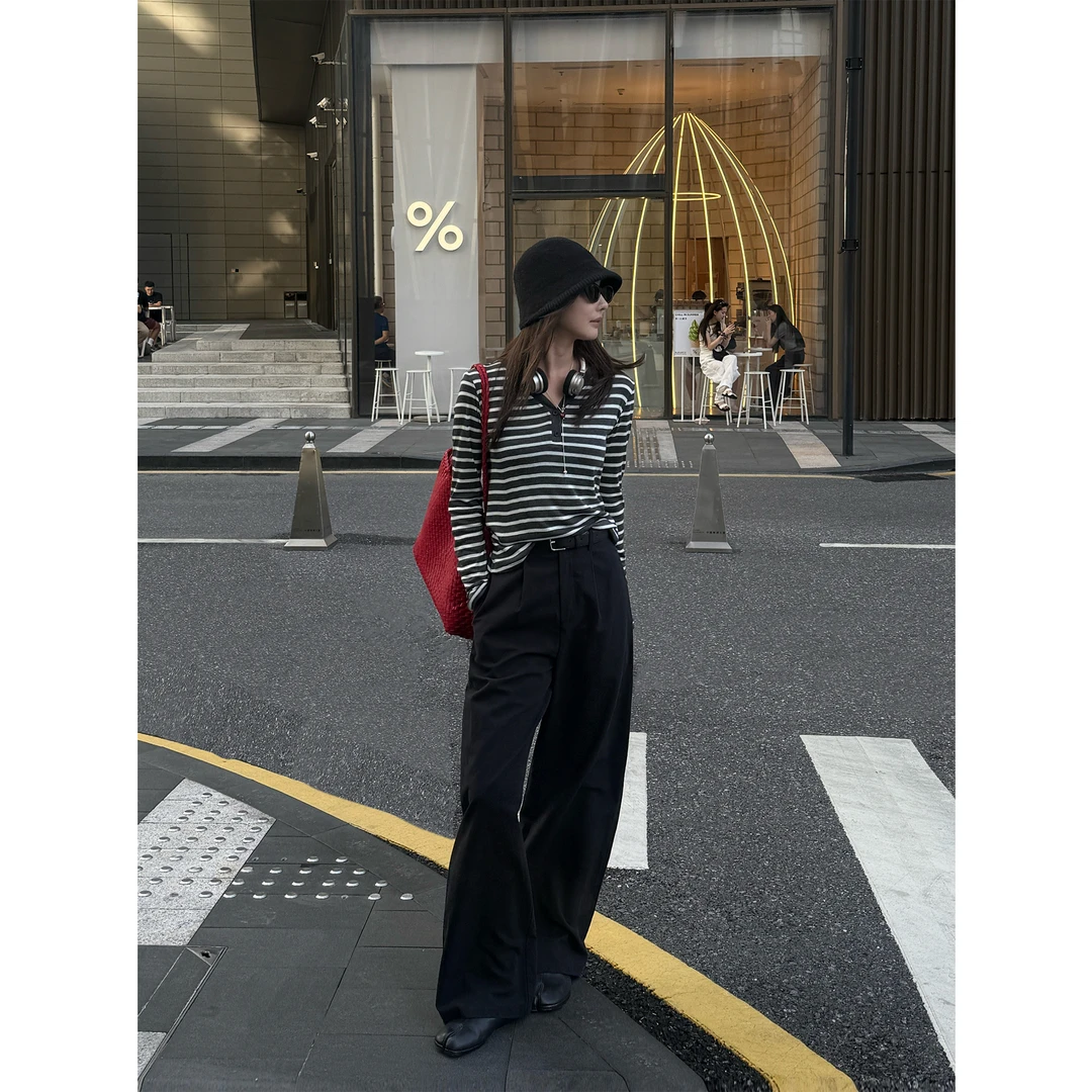 【国王大道】“天丝+棉”极简松弛感三纤维混纺百搭显瘦阔腿长裤21741