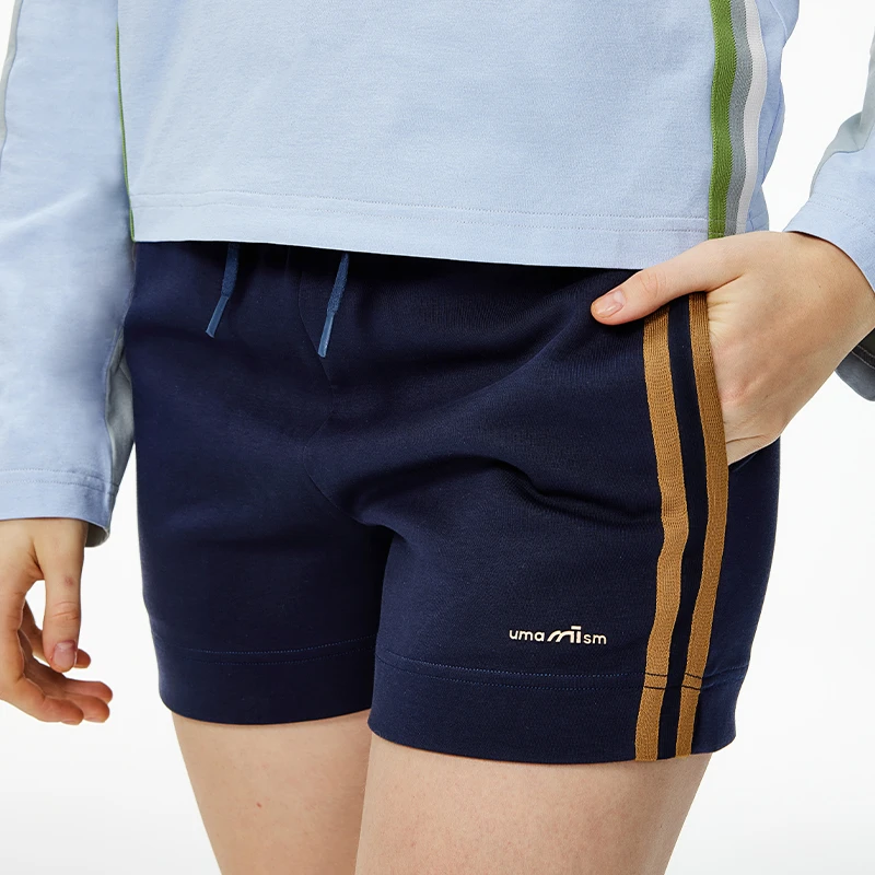 UMAMIISM有茂密声 25SS 复古撞色条纹抽绳弹力亲肤运动休闲短裤