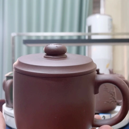 紫砂茶杯紫泥老板杯