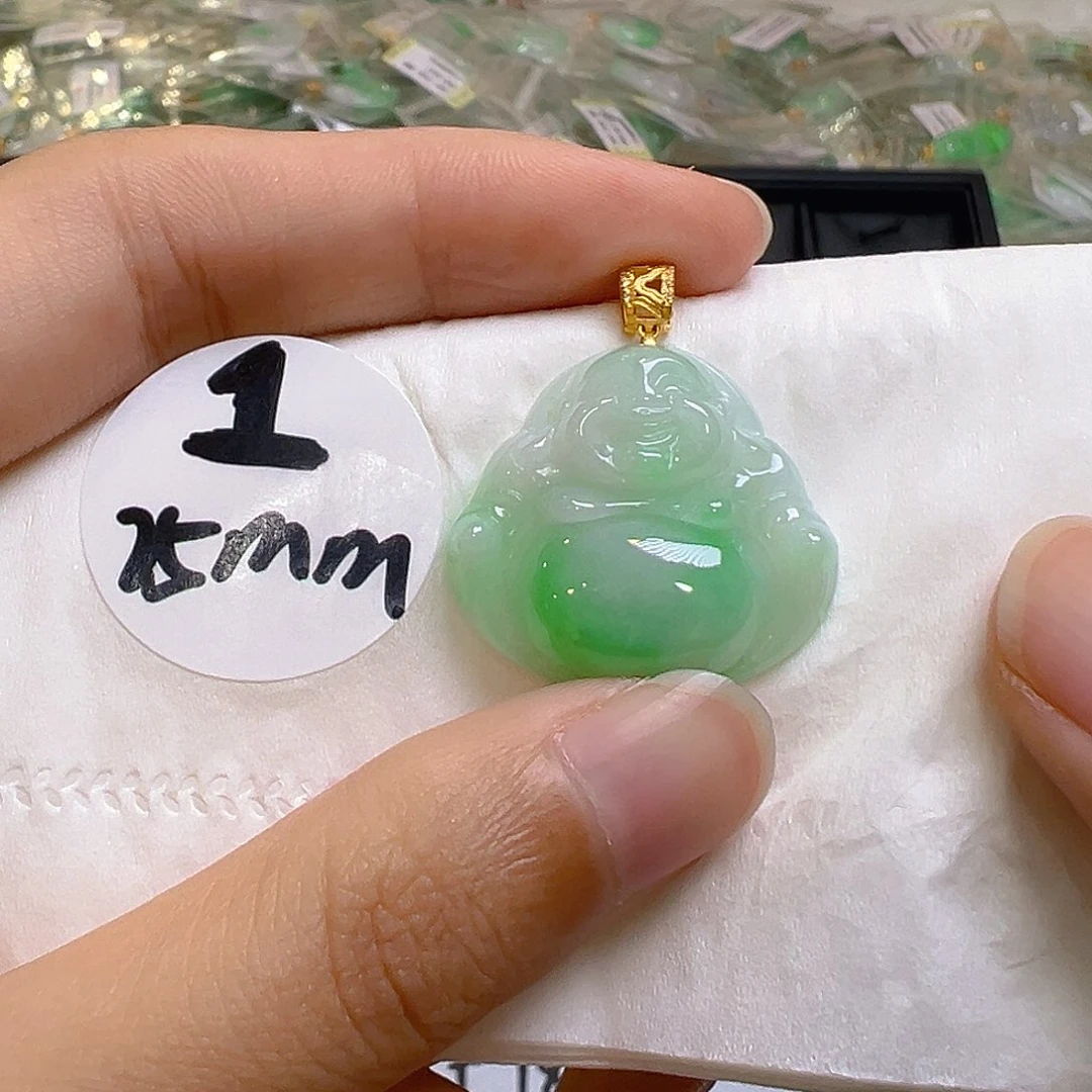翡翠18K金镶嵌吊坠(不含链)翡翠