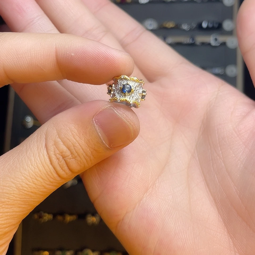 蓝宝石吊坠(不含链)银S925镶嵌