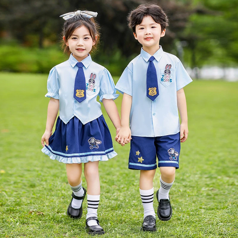 女童夏装兔子警官套装裙洋气男女童六一表演服学院风小学生毕业服