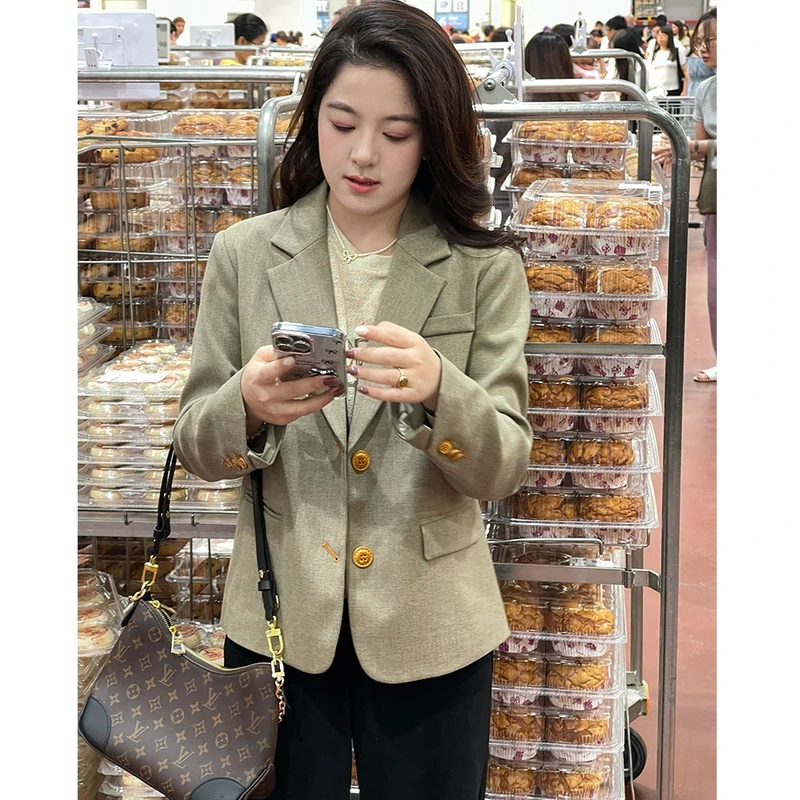 WenWen 小个子2025新款韩版精致洋气高级感垂感西装外套2096