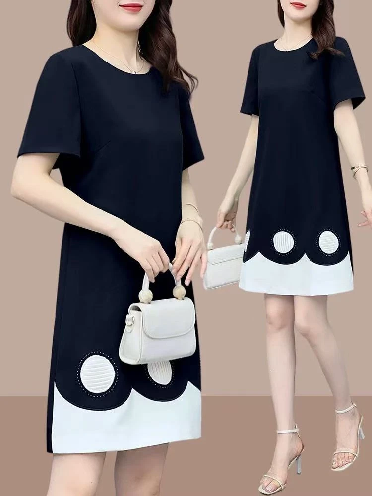 A字裙高腰通勤常规夏季连衣裙减龄极简风【1030】