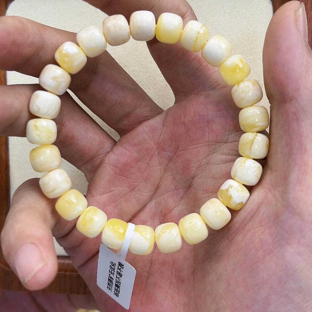 手链琥珀未镶嵌9mm老型瓷白手串