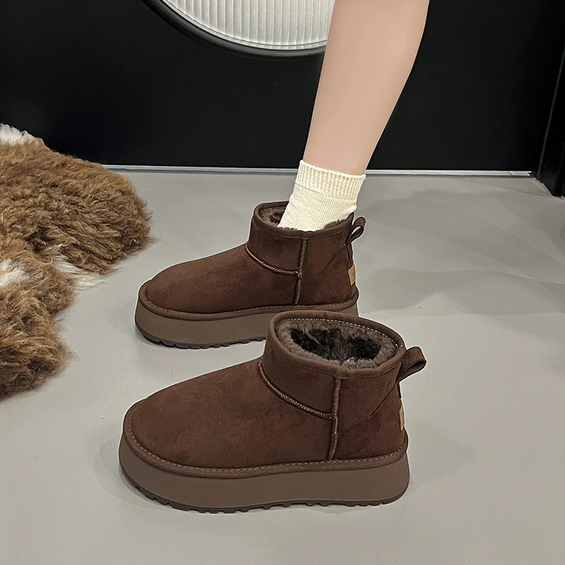 东北复古加绒防滑厚底雪地靴女2025新款冬季外穿百搭加厚保暖棉鞋