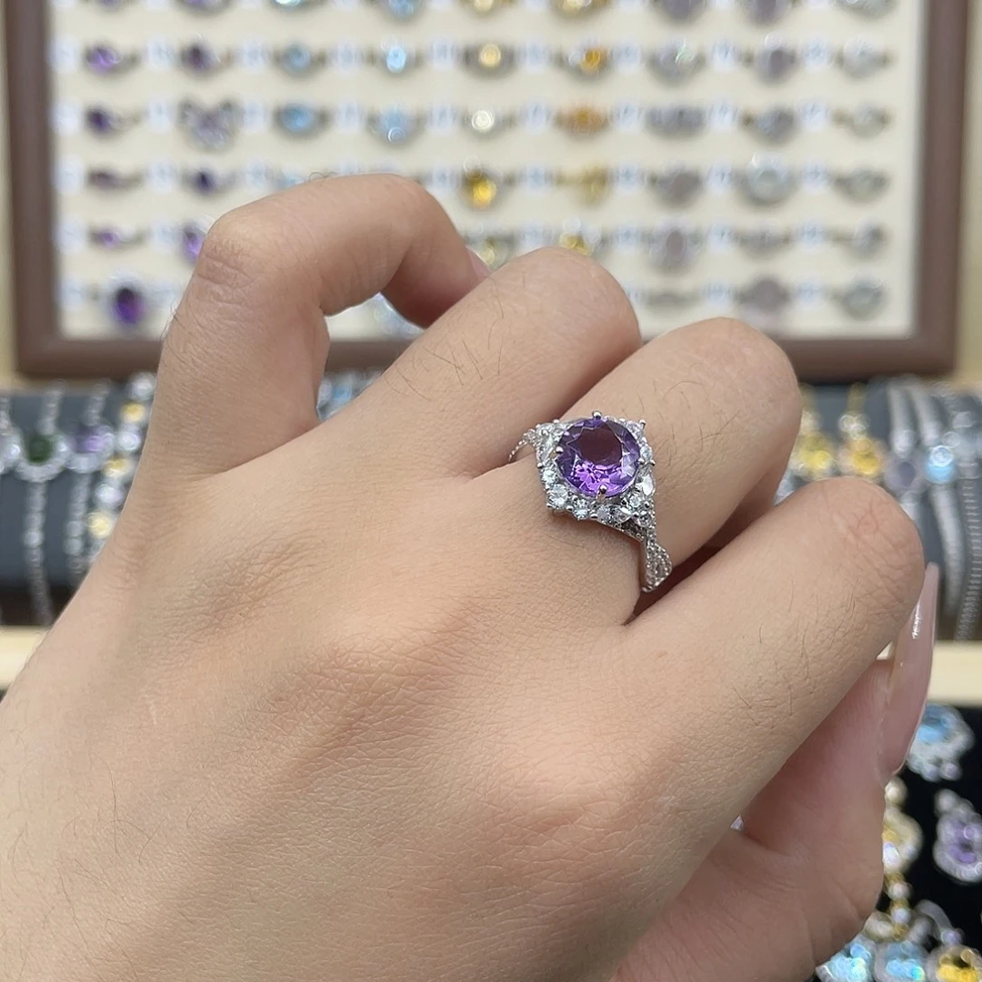 紫晶银S925镶嵌颈饰