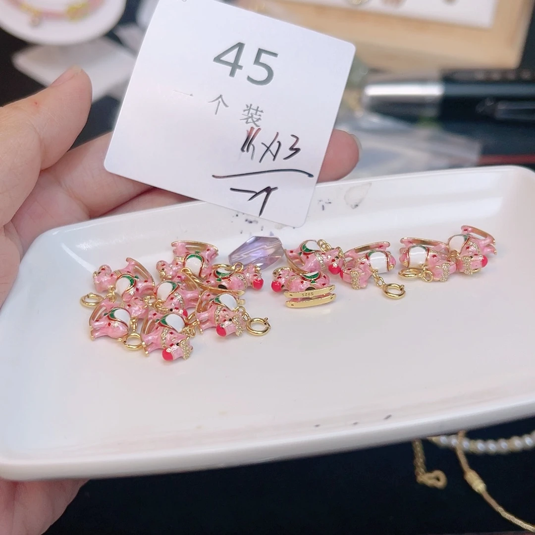 紫晶珠宝半成品银S925镀金镶嵌45