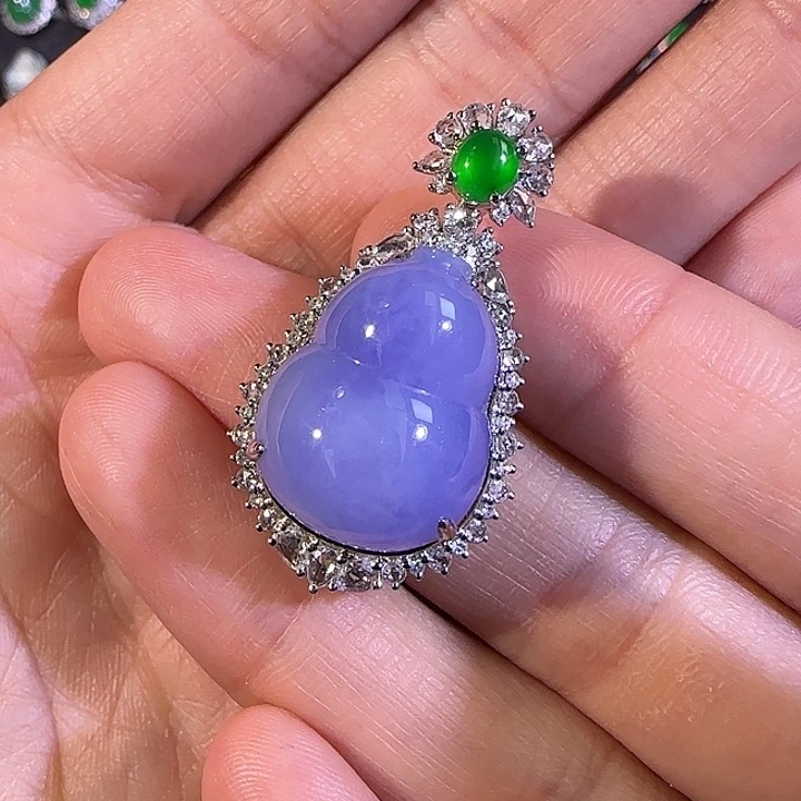 吊坠(不含链)18K金镶嵌翡翠