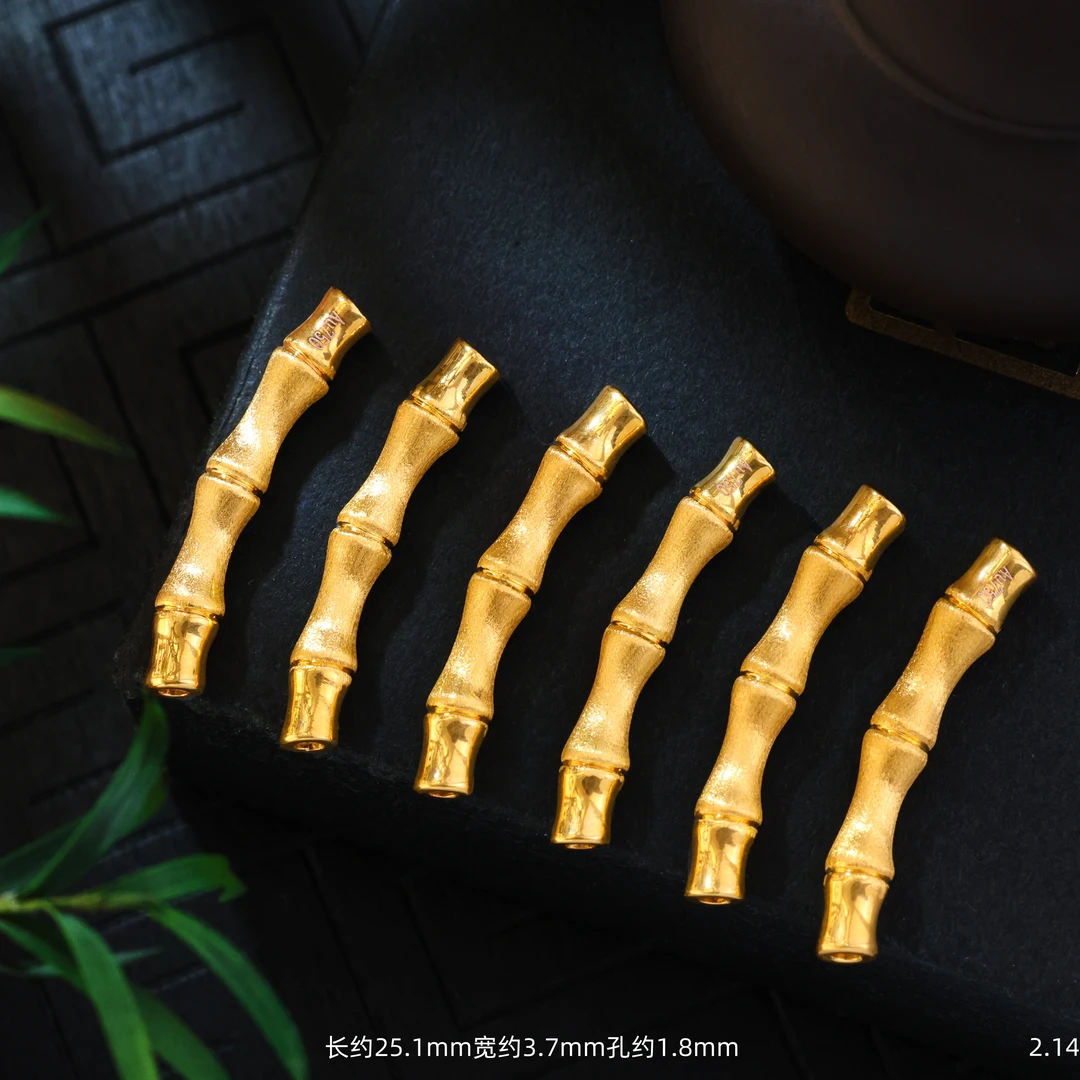 【金佬大工厂】18K金拉丝竹节弯管半镯编绳万能镯配饰F