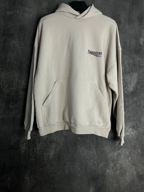 全新未使用 Balenciaga/巴黎世家 1码*1/杏色刺绣可乐帽衫/02240