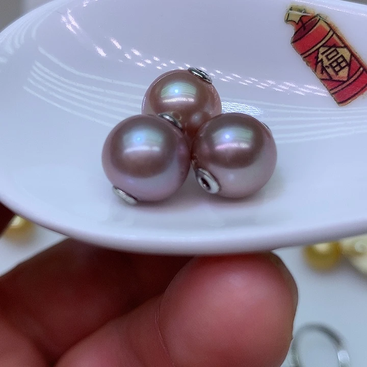 银S925镶嵌耳饰淡水珍珠